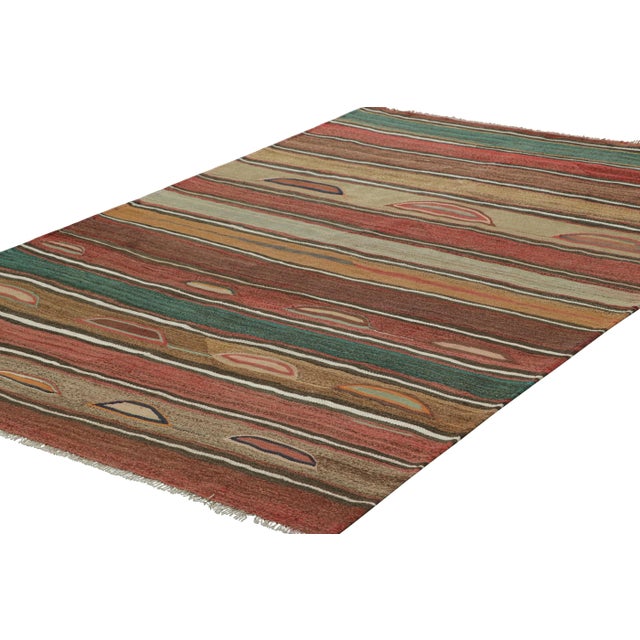 1940s Vintage Azerbaijani Kilim, Colorful Stripes and Geometric Patterns - Rug & Kilim For Sale - Image 5 of 7