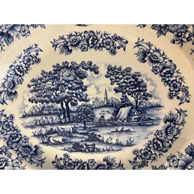 1980s Home Country Oval Platter. Made by Myott Meakin Staffordshire in England. Blue farm scene. I have other matching...