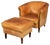 Set of 20th Century Dutch Sheepskin Leather Tub Chair & Footstool For Sale