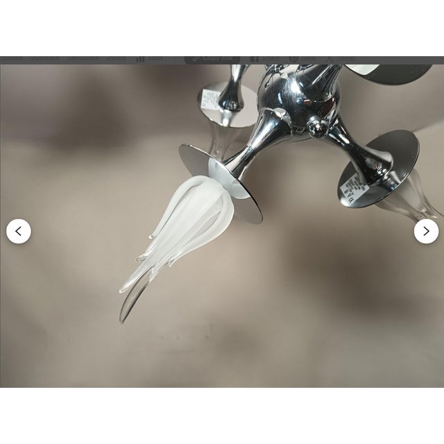 Postmodern Chrome Ceiling Light with Murano Glass Tulip Shades by Aureliano Toso, 1980s For Sale - Image 6 of 11