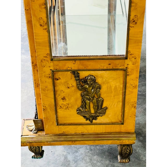 20’th C.Egyptian Revival Burlwood Empire Display Cabinet With Marble and Brass Ormolu Mounts For Sale - Image 11 of 12