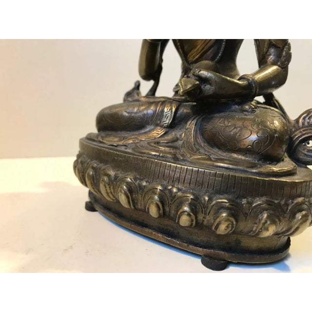 Antique Tibetan Vajrasattva Buddha in Bronze For Sale - Image 5 of 15