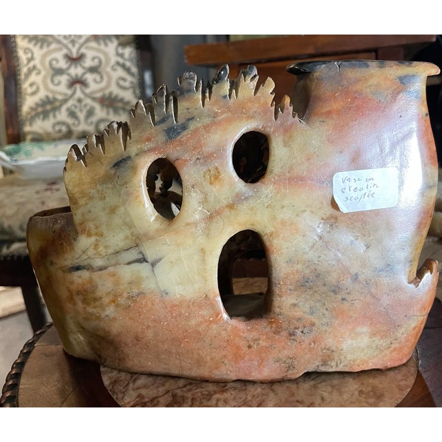 Carved Soapstone Vase, 1920 For Sale - Image 6 of 9