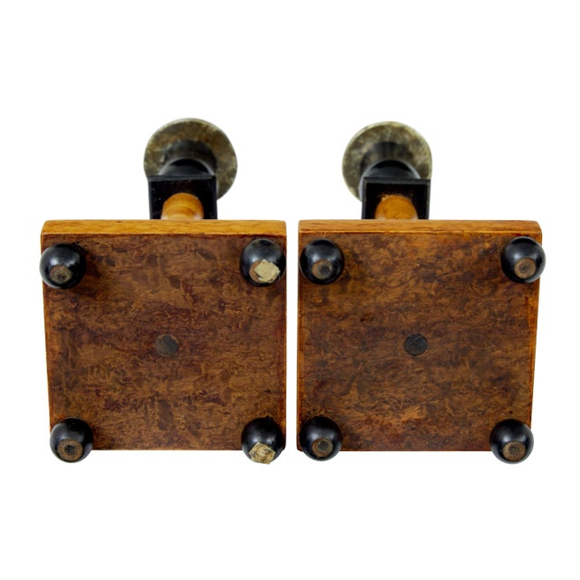 19th Century Swedish Karl Johan Masur Birch Candlesticks, 1830s, Set of 2 For Sale - Image 6 of 7