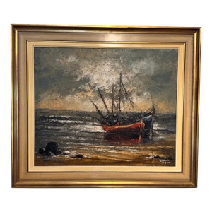 Original Oil Painting of Ship