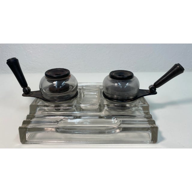 Antique Art Deco Sengbusch Self Closing Ink Stand # 321 With Bakelite Fountain Pen Holders- Made in Usa For Sale In Dallas - Image 6 of 13