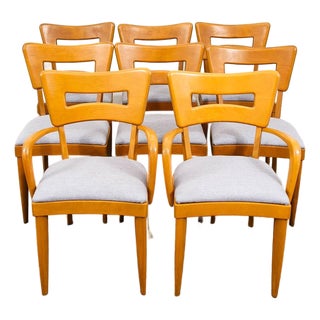 1960s Mid Century Modern Dining Chairs Set 8 Heywood Wakefield Dog Bone Armchair MCM For Sale