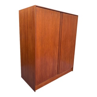 Vintage Modern Danish Teak Wardrobe Armoire Dresser Cabinet For Sale