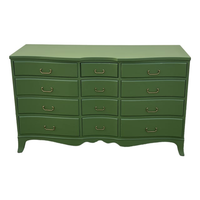 Late 20th Century Green Dresser of Twelve Drawers For Sale