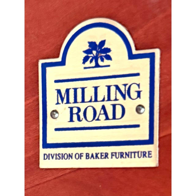 Late 20th Century Baker Furniture Milling Road Federal Regency Cherry Toned Round Side Table | Vintage Occasional Tea Table For Sale - Image 14 of 14
