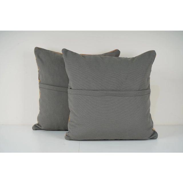 Striped Turkish Kilim Pillow Cover - A Pair For Sale - Image 4 of 4