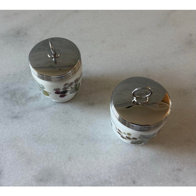 Mid 20th Century Pair of Vintage Royal Worcester Porcelain Egg Coddlers For Sale - Image 5 of 8