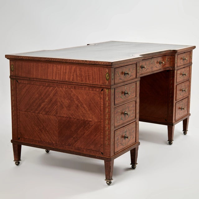 Antique English Adams Style Leather Top Desk For Sale - Image 11 of 13