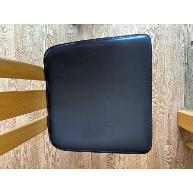 1980s Vintage Italian Wood and Brown Leather Chairs - In the Style of Pietro Costantini-Set of 4 For Sale - Image 12 of 18