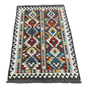 Handwoven Afghan Kilim Rug - Colorful Tribal Motif, 3.2' X 4.8'