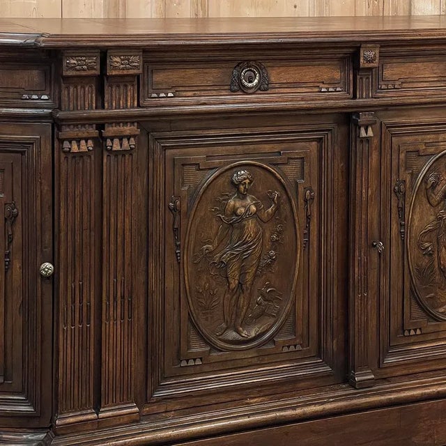 Burnt Umber 19th Century French Walnut Neoclassical Buffet With Four Seasons For Sale - Image 8 of 12