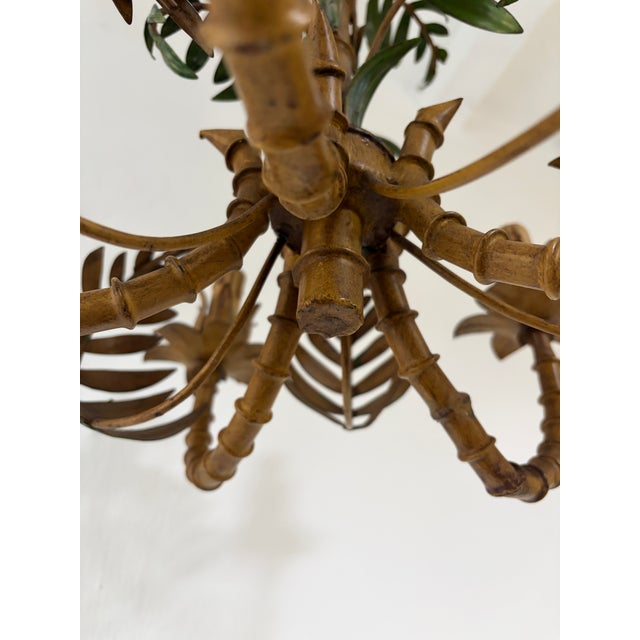 1950 French Tole Faux Palm Tree Five-Light Chandelier Mid Century Modern For Sale - Image 9 of 10