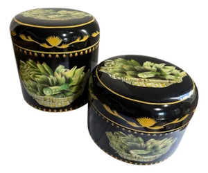 Maitland-Smith Round Lidded Boxes - A Pair