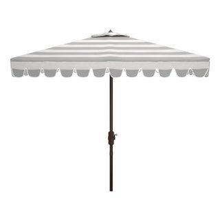 Vienna 7.5 Ft Square Crank Umbrella, Grey & White For Sale