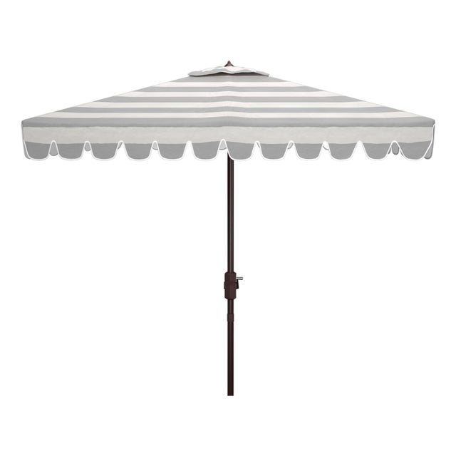 Vienna 7.5 Ft Square Crank Umbrella, Grey & White For Sale