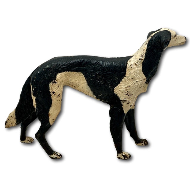 Rare & Large Size Model Antique American Cast Iron Russian Wolfhound / Borzoi Dog Doorstop 10.5 Inch Tall X 15 Inches Long For Sale - Image 13 of 18