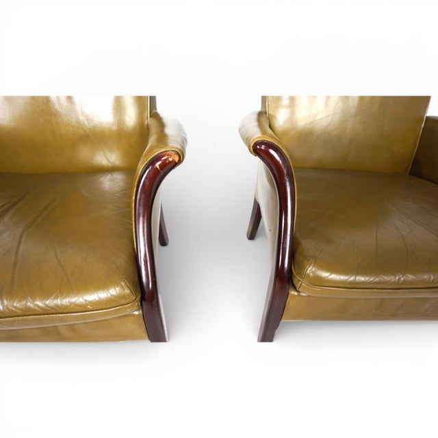 Vintage Moss Green Froxfield Leather Chairs by Parker Knoll, 1960, Set of 2 For Sale - Image 9 of 17