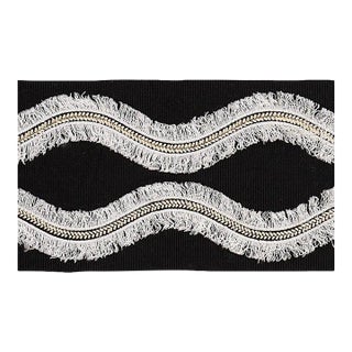 Sample - Schumacher Ogee Embroidered Tape in Black For Sale