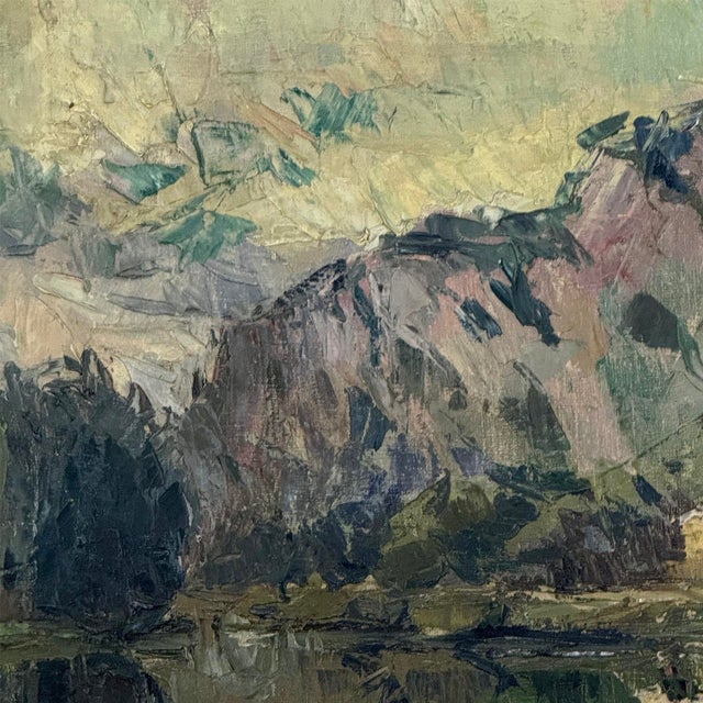 Antique Belgian Impressionist Oil Painting on Canvas by Albert Chavepeyer (1899-1986) 'River Landscape' For Sale - Image 11 of 16