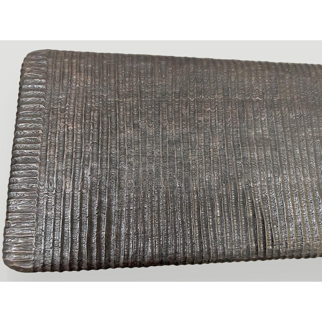 Andrianna Shamaris Impressive Hand Carved Espresso Stained Teak Wood Bench For Sale - Image 11 of 18