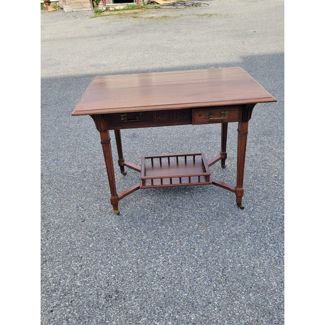 19th Century French Solid Cherry Partner Desk. For Sale - Image 13 of 17
