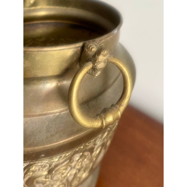 Antique Chinoiserie Incised Brass Cachepot For Sale - Image 9 of 12