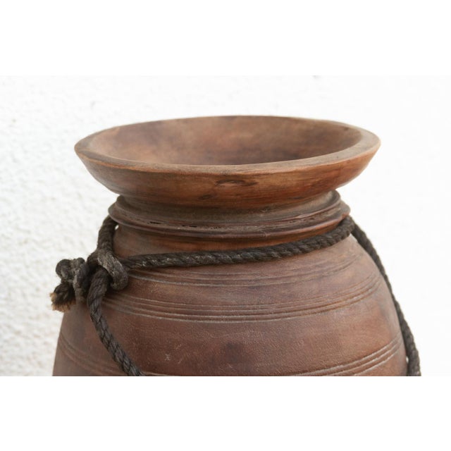 Boho Chic 14" Tall Hand-Turned Antique Vessel For Sale - Image 3 of 6