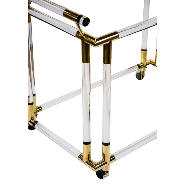 Mid-Century Modern Italian Acrylic Glass Serving Bar Cart, 1980s For Sale - Image 4 of 7