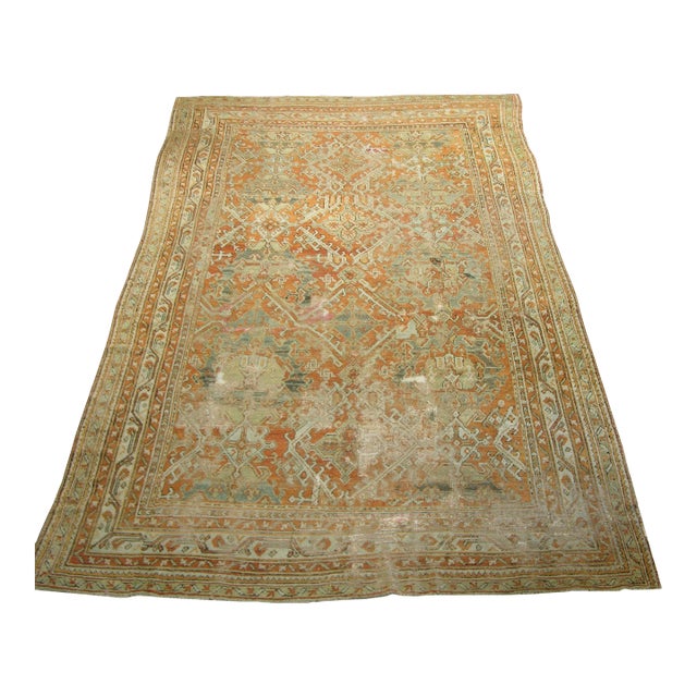 Early 19th Century 1850 Century Tribal Turkish Oushak Rug For Sale