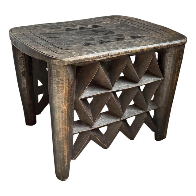 Vintage Large Nupe Wood Stool Table For Sale