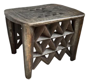 Vintage Large Nupe Wood Stool Table