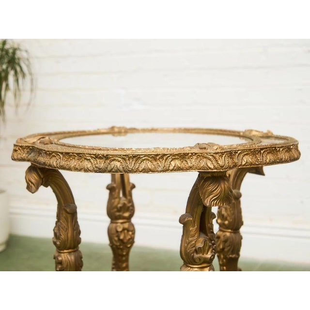 Mid 20th Century Mid 20th Century Capiz Abalone Shell Gilt Metal Italian Florentine Style End Table For Sale - Image 5 of 12