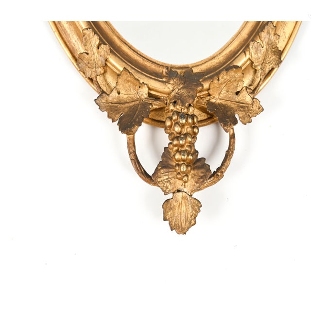 French Antique Louis XVI Style Oval Gilt Wood Wall Mirror For Sale - Image 3 of 16