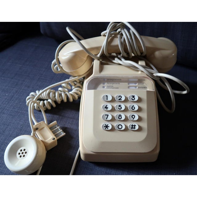 Plastic Vintage Beige Buttoned House Phone - Retro Elegance From France For Sale - Image 7 of 7