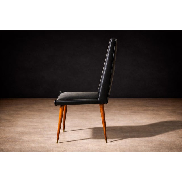 Set of 4 Chairs in Caviuna Wood & Black Leather, Giuseppe Scapinelli, 1950s For Sale - Image 12 of 14