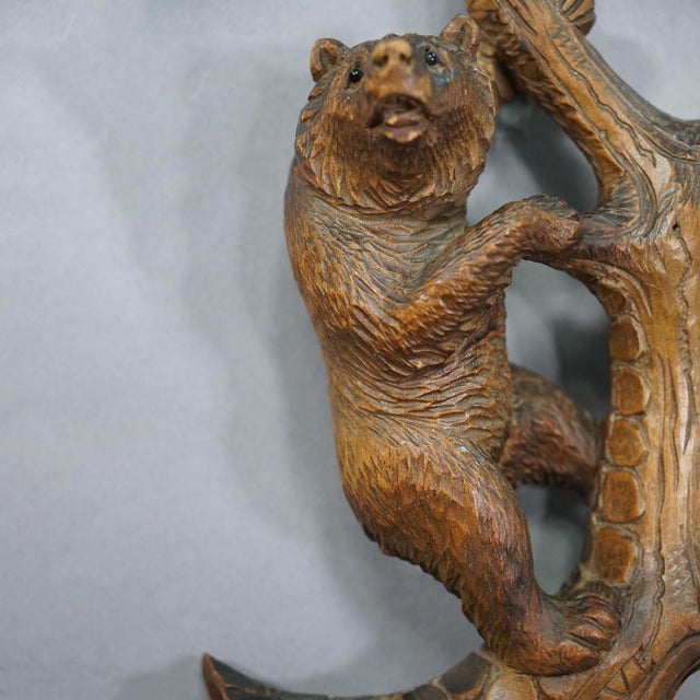 Lovely Black Forest Carved Whip Holder With Bear Ca. 1900s For Sale - Image 6 of 10