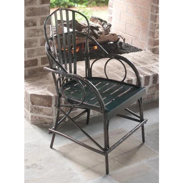 2010s Faux Bois Aluminum Arm Chair - Dark Green For Sale - Image 5 of 5