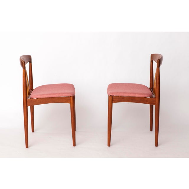 1970s Mid-Century Modern Teak Dining Chairs with Pink Upholstery from Bramin, Denmark, 1960s, Set of 4 For Sale - Image 5 of 12