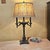 Victorian Vintage Victorian Candelabra Table Lamp – Ornate Metalwork & Embroidered Shade, 30” For Sale - Image 3 of 18