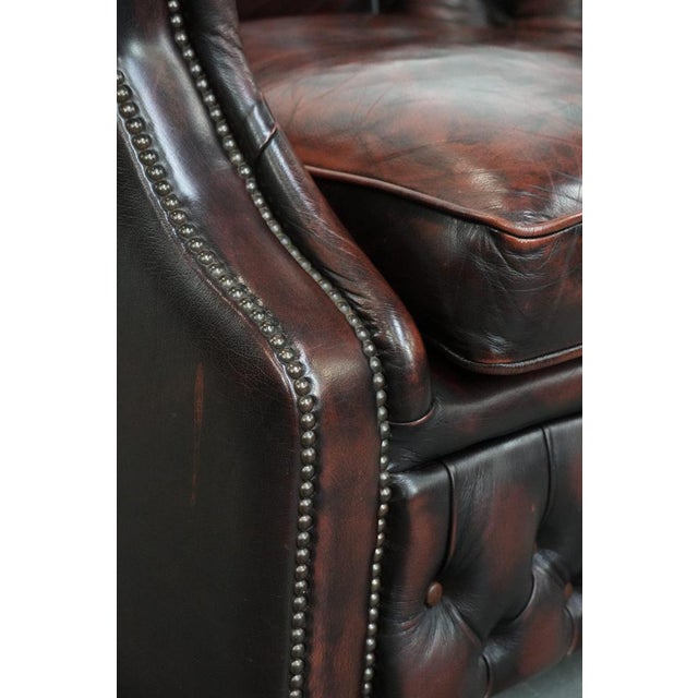 Chesterfield Club Chair in Red Flamed Cowhide Leather For Sale - Image 10 of 12