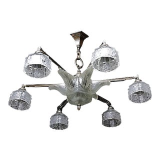 French Art Deco Chandelier by Verrerie des Hanots For Sale