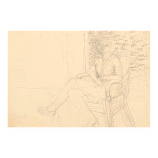 Nude - Original Pencil on Paper by Jeanne Daour - 20th Century 20th Century For Sale