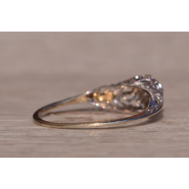 Metal The Horton Neck: Antique Filigree Engagement Ring with Old Mine Cut Diamond For Sale - Image 7 of 11