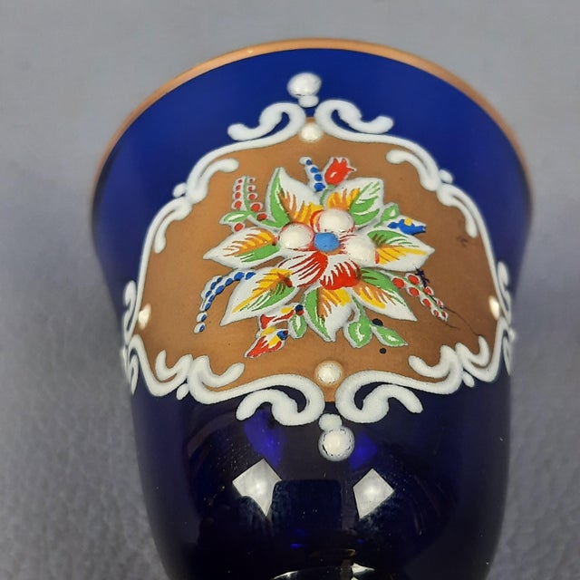 Blue I Tre Fuochi Murano Glass and 24 Karat Gold Liqueur Set, 1970s, Set of 7 For Sale - Image 16 of 18