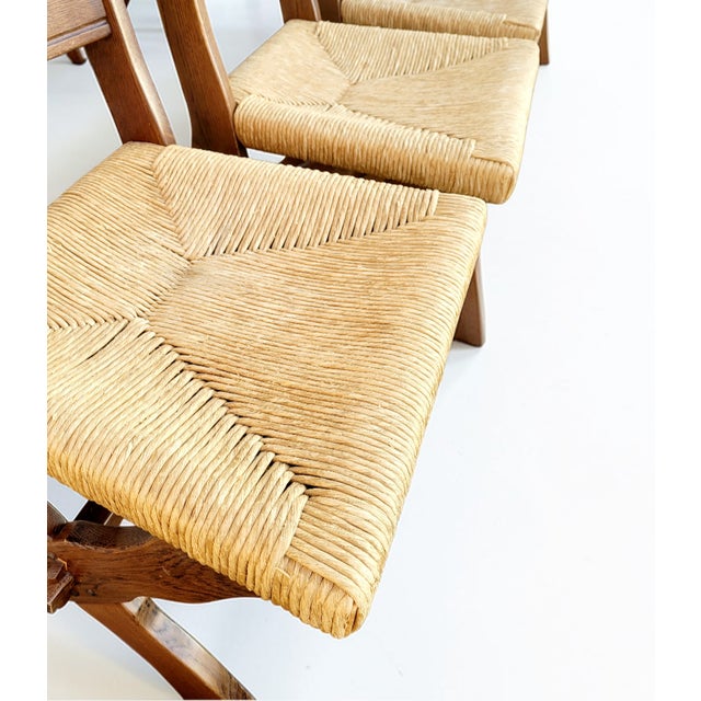 Vintage Scandinavian Brutalist Scissor Dining Chairs in Pine, 1960s, Set of 4 For Sale - Image 6 of 18
